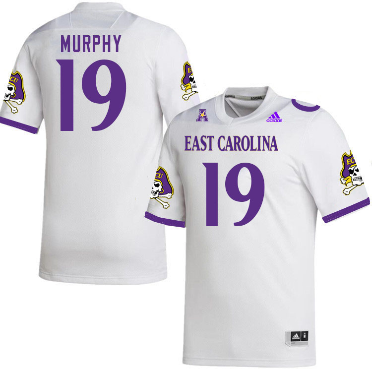 Men #19 Josh Murphy ECU Pirates 2023 College Football Jerseys Stitched-White